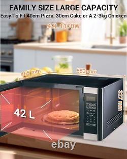 SMAD 1100W 42L Countertop Microwave oven with Grill 1200W Easy Clean Grey Cavity