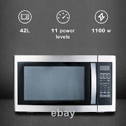 SMAD 1100W 42L Large Capacity Microwave oven with Grill Easy Clean Grey Cavity