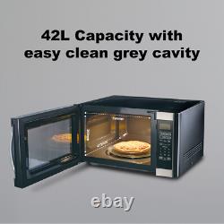 SMAD 1100W 42L Large Capacity Microwave oven with Grill Easy Clean Grey Cavity