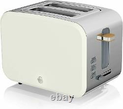 SWAN Cordless Kettle 2 Slice Toaster & Digital Microwave Set White/Wood UK Item