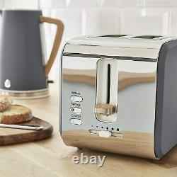 SWAN Cordless Kettle Toaster & Digital Microwave Nordic Set Grey/Wood Finish UK