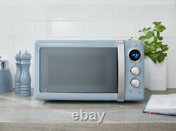 SWAN Retro Blue Kitchen Set of 3 Jug Kettle 2 Slice Toaster Digital Microwave