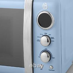 SWAN Retro Blue Kitchen Set of 3 Jug Kettle 2 Slice Toaster Digital Microwave