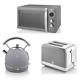 Swan Retro Dome Kettle 2 Slice Toaster & Microwave Kitchen Matching Set Grey