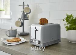 SWAN Retro Dome Kettle 2 Slice Toaster & Microwave Vintage Kitchen Set Grey