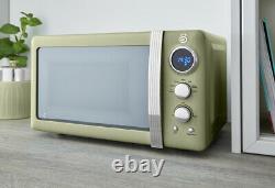SWAN Retro Kitchen Set in Green Dome Kettle 2 Slice Toaster & Digital Microwave