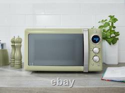 SWAN Retro Kitchen Set in Green Dome Kettle 2 Slice Toaster & Digital Microwave