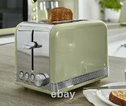 SWAN Retro Kitchen Set of 7 Green Kettle Toaster Microwave Breadbin & Canisters