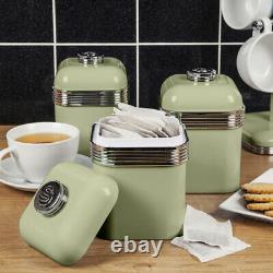 SWAN Retro Kitchen Set of 7 Green Kettle Toaster Microwave Breadbin & Canisters