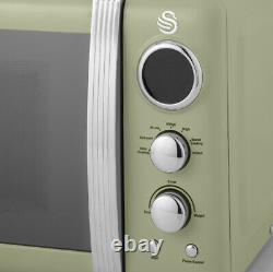 SWAN Retro Kitchen Set of 7 Green Kettle Toaster Microwave Breadbin & Canisters
