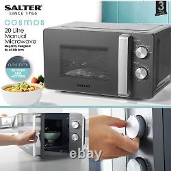 Salter 20L Manual Microwave 35-Min Timer 27cm Turntable Even Cook Cosmos Grey