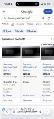 Samsung MG22M8274AT 850 Watt 22 Litres Built In Microwave Stainless Steel