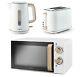Scandinavian Set Tower Scandi Microwave Electric Kettle And Toaster White & Wood