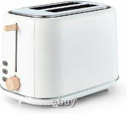 Scandinavian Set Tower Scandi Microwave Electric Kettle and Toaster WHITE & WOOD