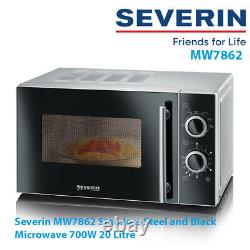 Severin MW7862 Stainless Steel and Black Microwave 700W 20 Litre