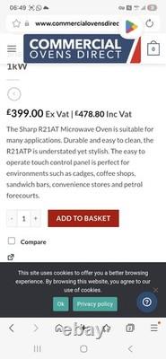 Sharp R21AT 1000W Commercial Microwave Oven Durable & Efficient