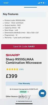 Sharp R959SLMAA Combination Microwave 40 Litre, 900Watt Silver