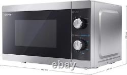 Sharp YC-MS01U-S Compact 20 Litre 800W Manual Microwave, 5 Power Levels, Silver