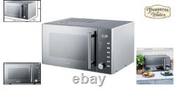 Sleek Digital Microwave Oven, 5 Power Levels, Silver, Mirrored, 25 Litre