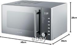 Sleek Digital Microwave Oven, 5 Power Levels, Silver, Mirrored, 25 Litre