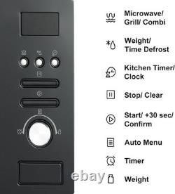 Smad Built-In Integrated Microwave oven 20L with Grill in Black Easy clean 800W