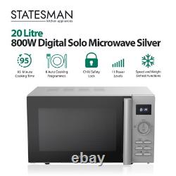 Solo Digital Microwave, 20 Litre, Stainless Steel, Silver, Statesman SKMS0820DSS