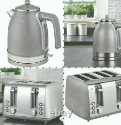 Sparkle Grey Silver Kitchen Appliances Kettle Toaster Bin (BEAUTIFY UR HOME)