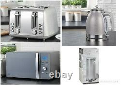 Sparkle Grey Silver Kitchen Appliances Microwave Kettle Toaster Bin Multi Add