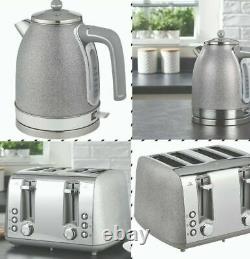 Sparkle Grey Silver Kitchen Appliances Microwave Kettle Toaster Bin Multi Add