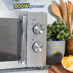 Stainless Steel Microwave 20 Litre 800W Solo Manual with 5 Power Levels Defrost