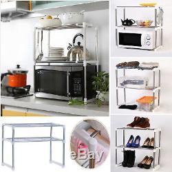 Stainless Steel Microwave Oven Stand Shelf Caddy Side Storage Rack Organizer