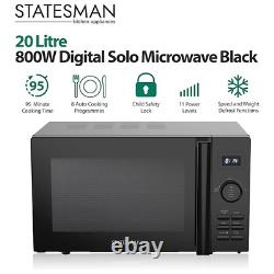 Statesman 20L Digital Solo Microwave 8 Auto Cooking Programmes Black-SKMS0820DSB