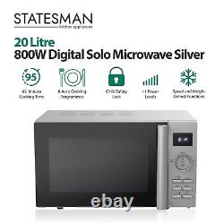 Statesman SKMS0820DSS Solo Digital Microwave, 20 Litre, Stainless Steel, Silver