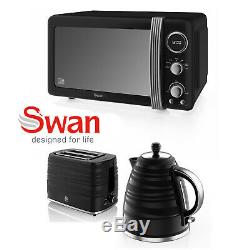 Swan Black 800w 20 Litre Digital Microwave 1.7 Litre Kettle 2 Slice Toaster