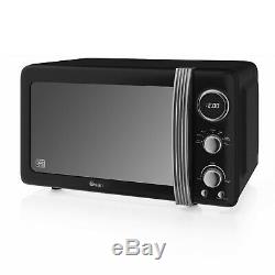Swan Black 800w 20 Litre Digital Microwave 1.7 Litre Kettle 2 Slice Toaster
