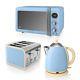 Swan Blue Digital Microwave 20 Litre 800w Kettle 3kw 1.7l & 4 Slice Toaster Set