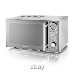 Swan Classic Silver 800W 20L Microwave in Polished Stainless Steel SM3080LN