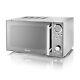 Swan Classic Silver 800w 20l Microwave In Polished Stainless Steel Sm3080ln