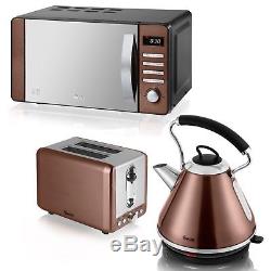 Swan Copper Microwave 20L 800w Pyramid Kettle 3kW 1.7L & 2 Slice Toaster Set