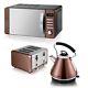 Swan Copper Microwave 20l 800w Pyramid Kettle 3kw 1.7l & 4 Slice Toaster Set