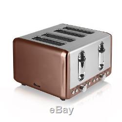 Swan Copper Microwave 20L 800w Pyramid Kettle 3kW 1.7L & 4 Slice Toaster Set