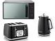 Swan Elegance Kettle, 4 Slice Toaster & 800w 20l Digital Microwave Set In Black