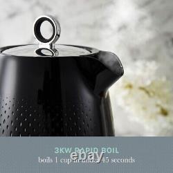 Swan Elegance Kettle, 4 Slice Toaster & 800W 20L Digital Microwave Set in Black