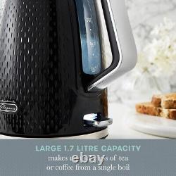 Swan Elegance Kettle, 4 Slice Toaster & 800W 20L Digital Microwave Set in Black