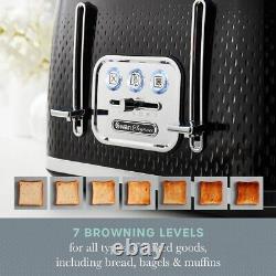 Swan Elegance Kettle, 4 Slice Toaster & 800W 20L Digital Microwave Set in Black