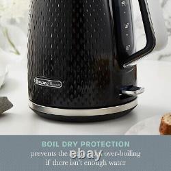 Swan Elegance Kettle, 4 Slice Toaster & 800W 20L Digital Microwave Set in Black