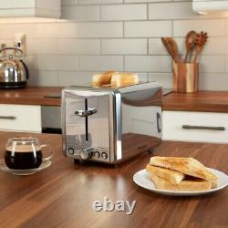 Swan Jug Kettle, 2 Slice Toaster & 800W Microwave Polished Stainless Steel