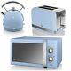 Swan Kitchen Retro Blue Manual 20l Microwave, 1.7l Dome Kettle & 2 Slice Toaster