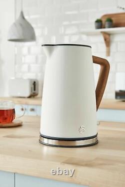Swan Nordic 1.7 Litre Jug Kettle, 4 Slice Toaster & 800W LED Microwave in White