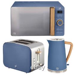 Swan Nordic Blue 1.7L Kettle, 2 Slice Toaster & 20L Digital Microwave Set